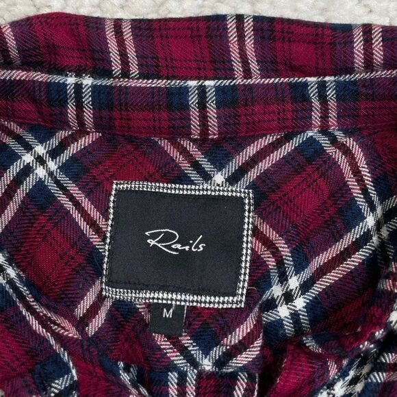 Rails Hunter Flannel Plaid Button Up Shirt Burgundy Blue - Picture 4 of 7